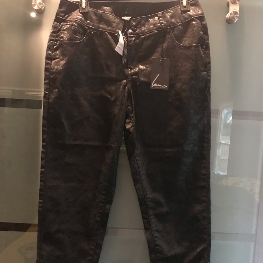 Black shiny skinny jeans